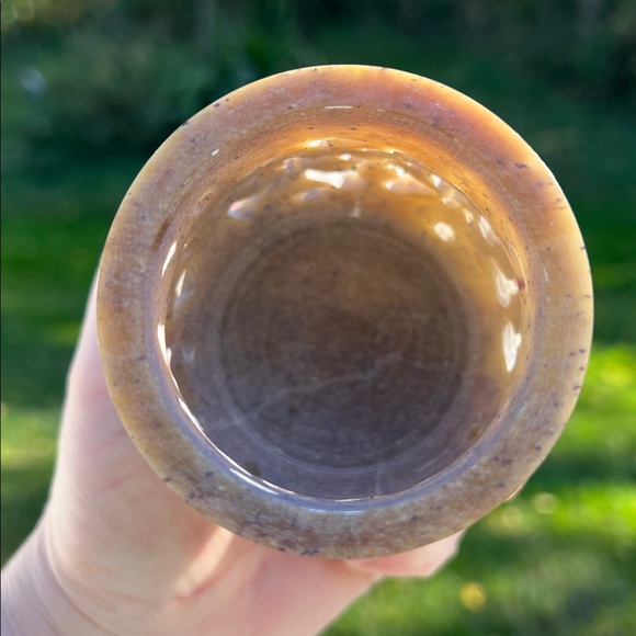 Vintage Boho Ornate Intricate Etched Handcarved Stone Votive Candle Holder - Picture 4 of 9